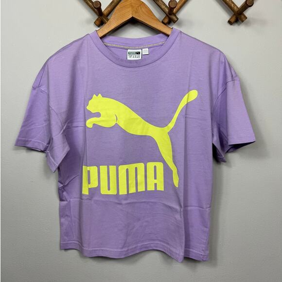 Puma Tops - New Puma Women's Classics Logo Tee Solid Purple Rose Size S